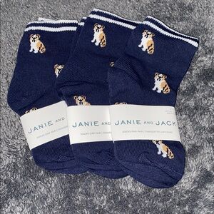 Janie and Jack Navy Blue Dog Print Socks